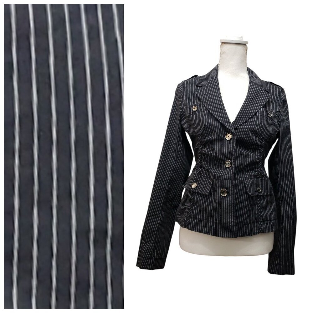 Express Design Studio Women’s Black Pinstripe Button-Front Blouse Size 10